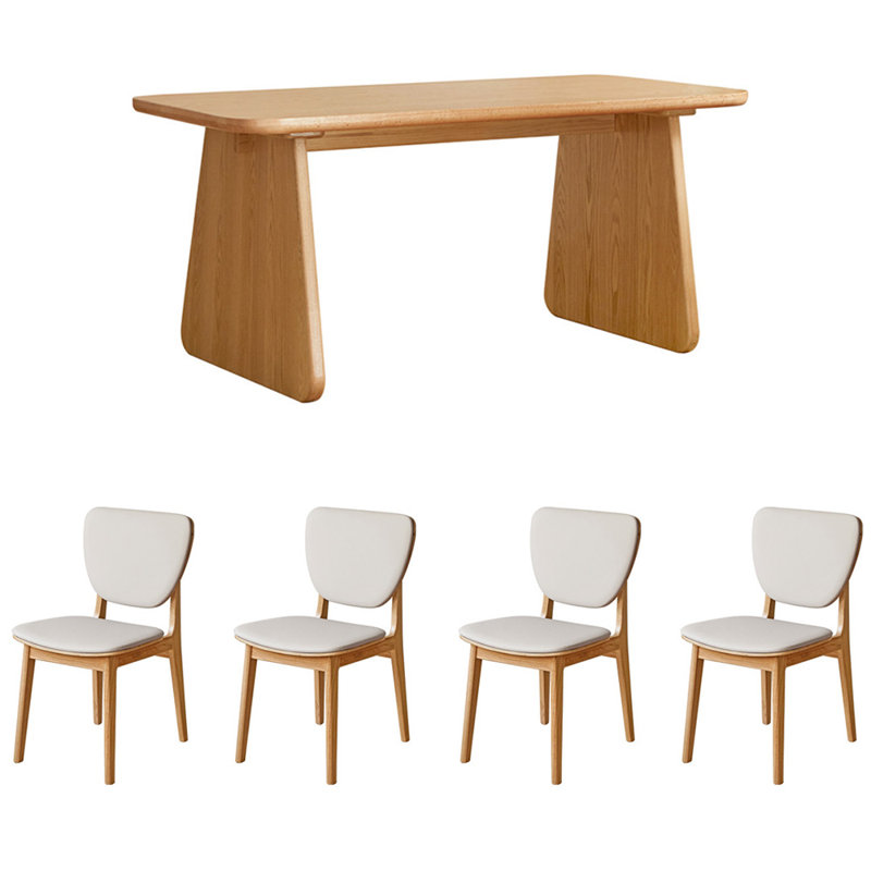 Solid wood oak dining table set, 29.53"H x 70.87"L x 35.43"W