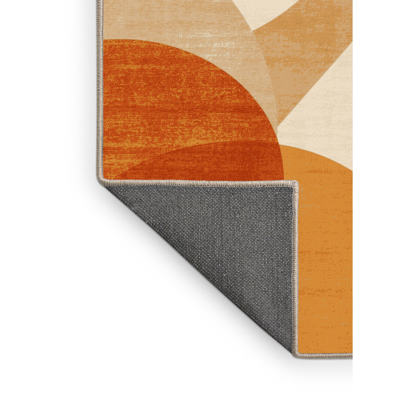 Tapis moelleux et moelleux orange moderne et contemporain en brun et beige, 4 x 2