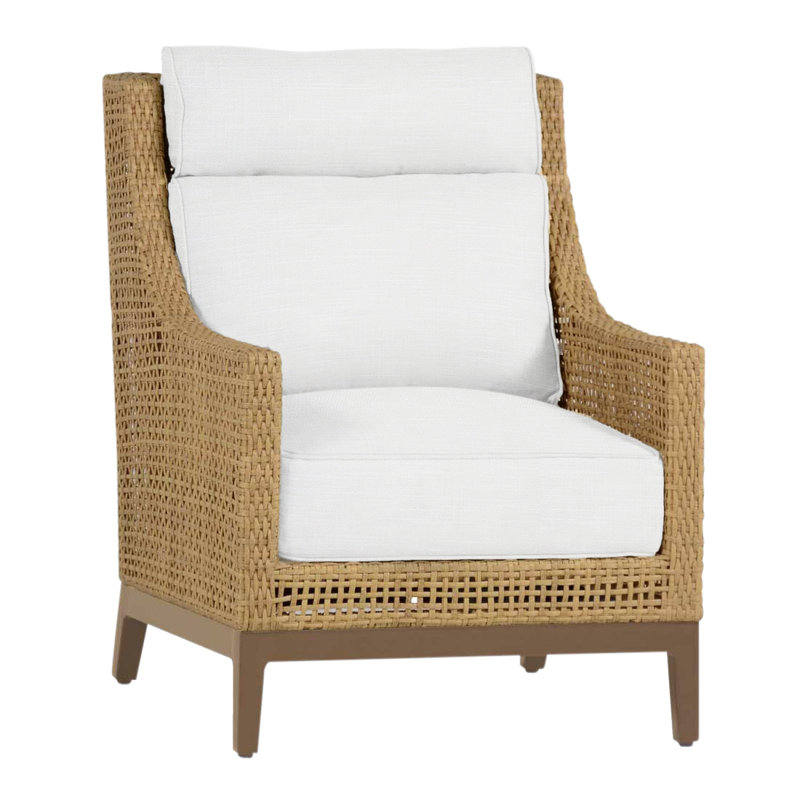 Peninsula Woven Lounge Chair, Rollo Chambray, No welt + Standard fill, Light Raffia/Natural Sandalwood