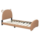 Twin Size Upholstered Platform Bed With Bear-Shaped Headboard And Footboard