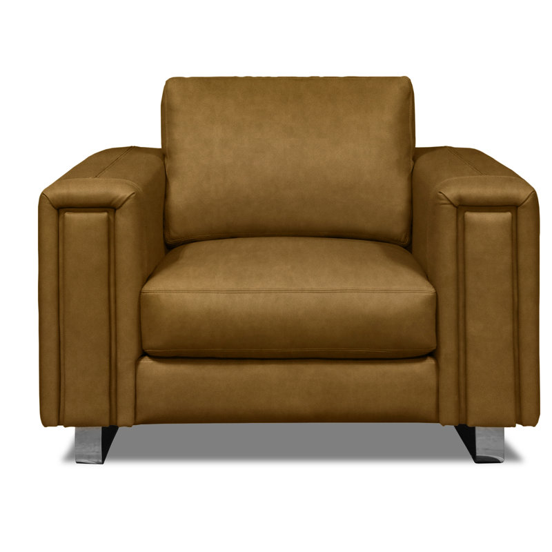 Tribeca Leather Club Chair, Rum Verdeca Genuine Leather, Stainless Steel
