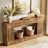 63'' Solid Wood Farmhouse Sofa Table with Storage Shelf, 2-Tier Console Table with Vertical Stripe Legs