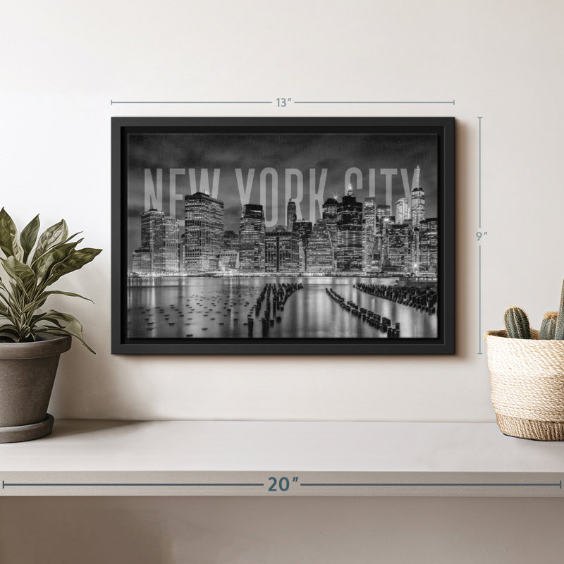 «Art mural monochrome à New York City Skyline», H 9 po x l 13 po