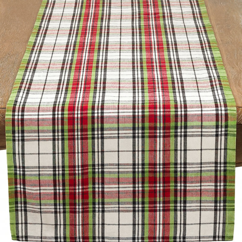 Chemin de table de Noël multicolore en coton à carreaux des fêtes l 16 po x L 72 po