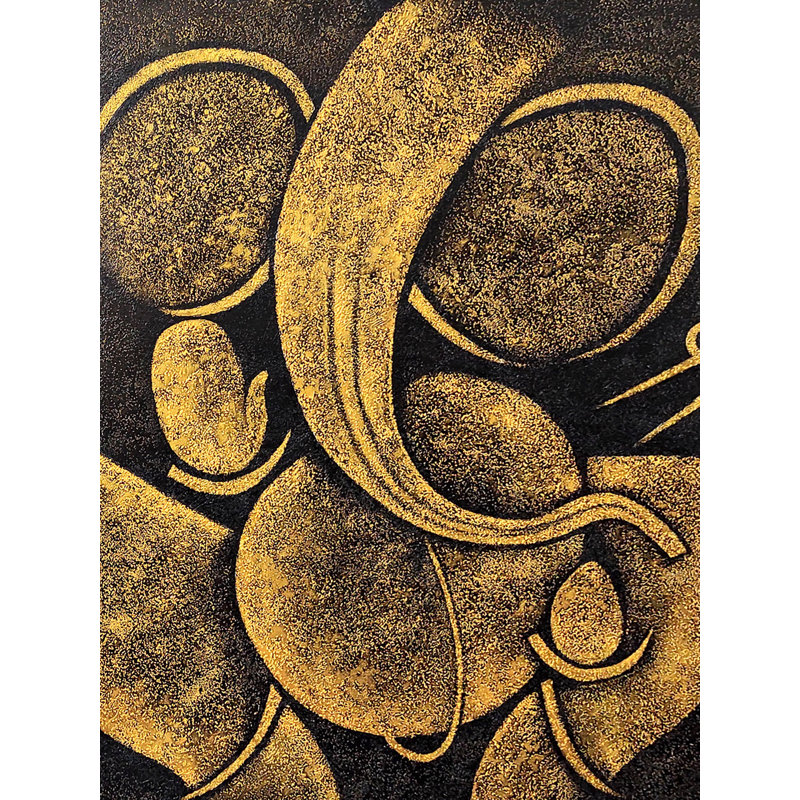 Texture dorée Ganesha | Technique mixte sur toile | Peinture par Akash Bhisikar