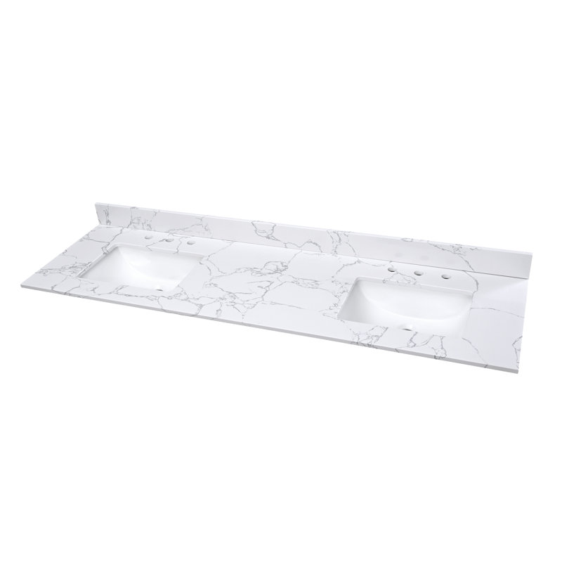 73'' Engineered Stone Double Bathroom Vanity Top with Sink