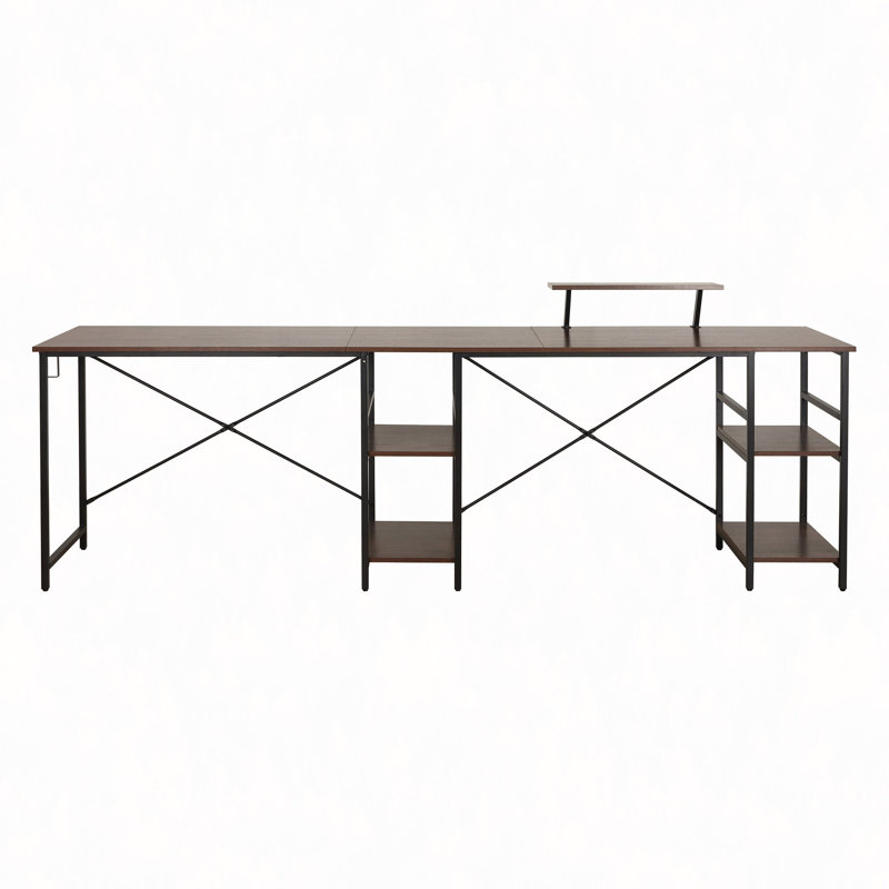 Bureau en L avec tablettes de rangement
