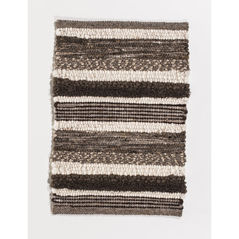 Kace Striped Wool Area Rug, Runner 80 x 200 cm