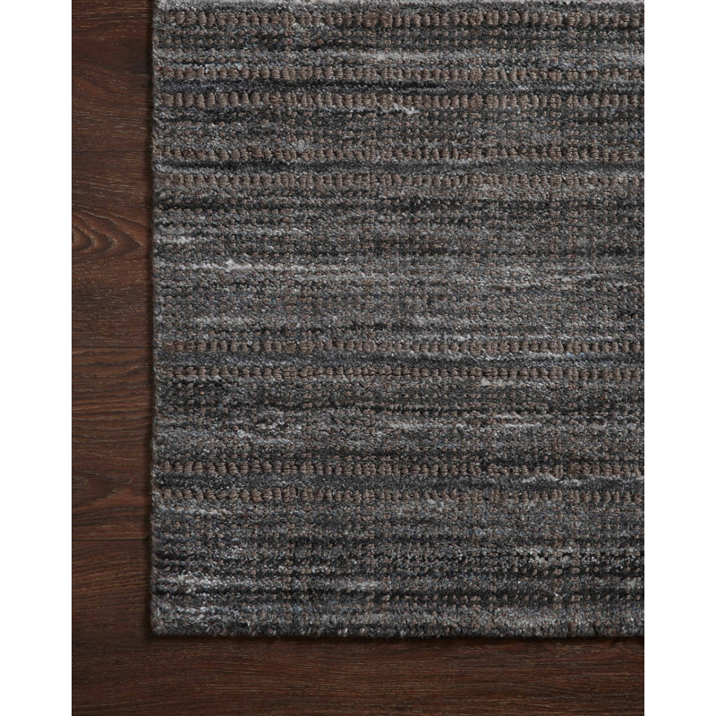 Tapis abstrait tissé à la main Jamie en graphite / gris anthracite, Tapis de couloir 2 pi 6 po x 8 pi 6 po