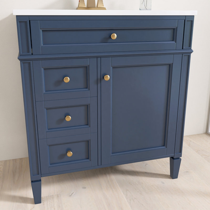 Ensemble de meuble-lavabo autoportant 30 po avec comptoir en céramique 30 po, Bleu