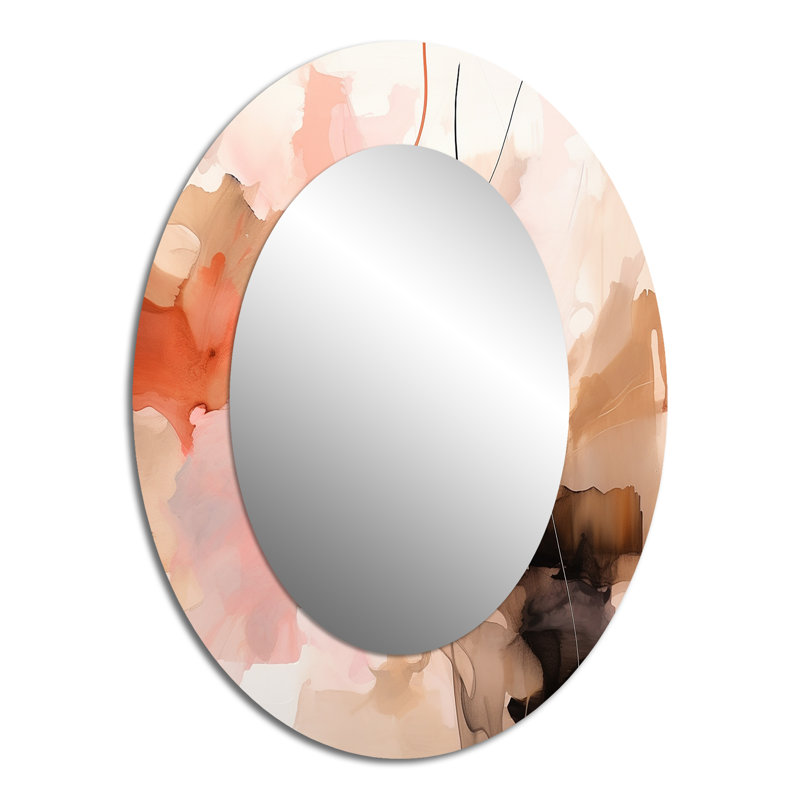 Distant Clouds Abricot Crush Infusion II - Pink Oval Wall Mirror Decor, 40" x 30"