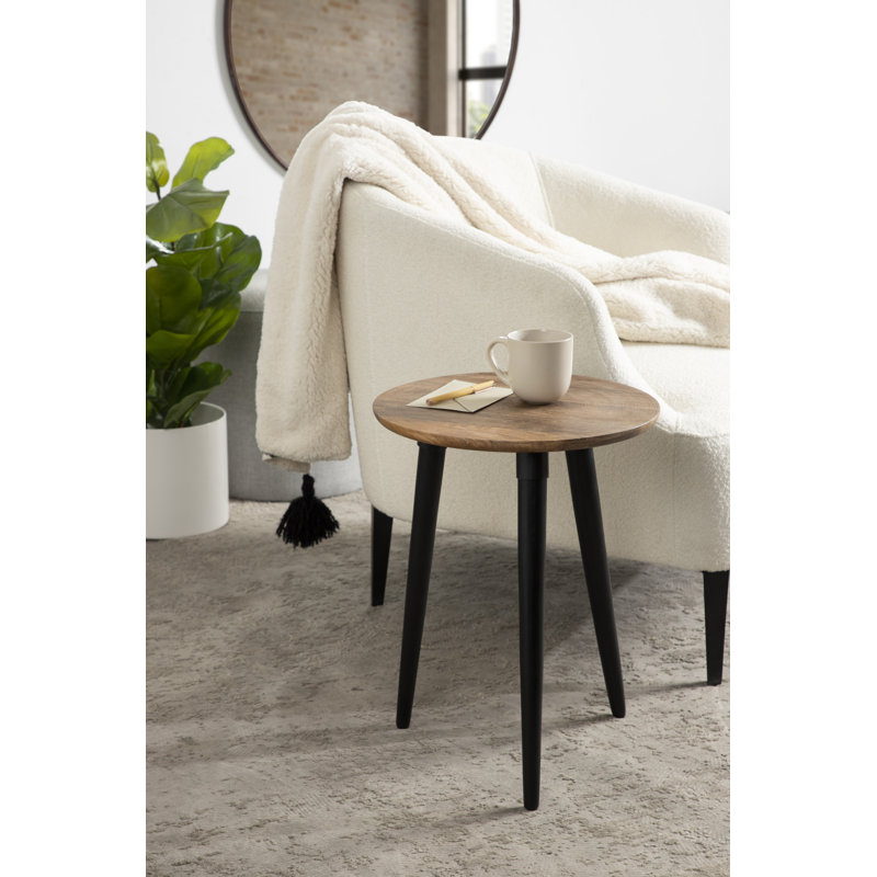 Othinkar Marble Top End Table, Black, Natural