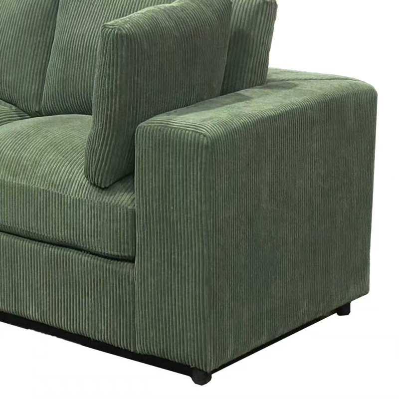 Canapé modulaire réversible en velours côtelé, 132" W, Velours côtelé vert foncé