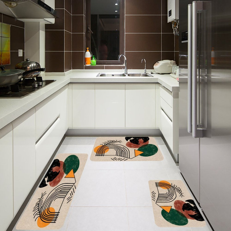 Tapis de cuisine, buanderie et salle de bain 3 pièces chocolat