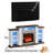72" Fireplace TV Stand for TVs up to 80" with Fireplace Included, Entertainment Center with Charging Station & LED Light, White Brown-125354762