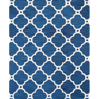 Transitional Hand-Tufted Wool Navy/Ivory Area Rug