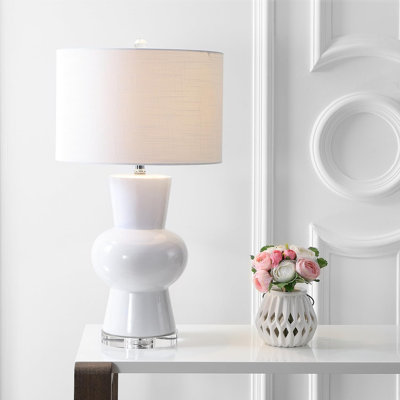28.5" Led Table Lamp With Hardback Drum Shade, Traditional Transitional Design For Bedroom, Living Room, Office, Includes Energy-Saving Led Bulb, Etl Listed