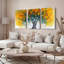 Tableau sur toile tendue représentant un arbre vibrant aux feuilles abstraites (lot de 3)-406589235