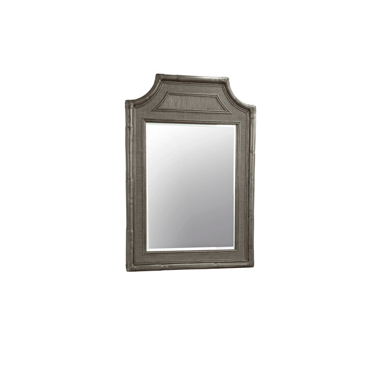Summer Retreat Flat Rattan Beveled Mirror, Stone Hearth