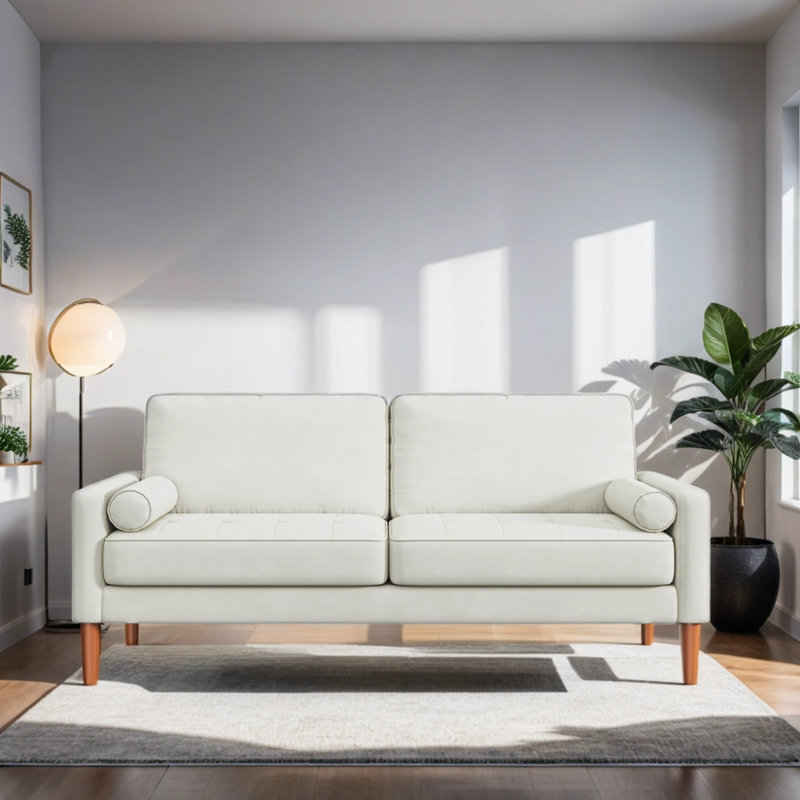 Canapé Moe 67,5, Tissu blanc
