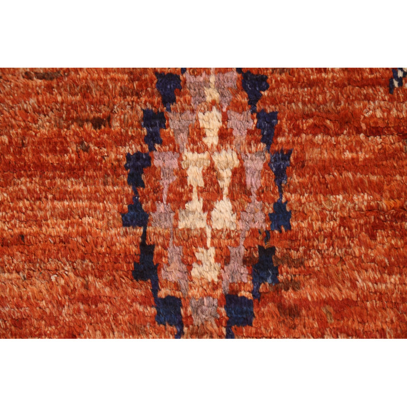 Tapis oriental orange marocain noué à la main 7 x 10