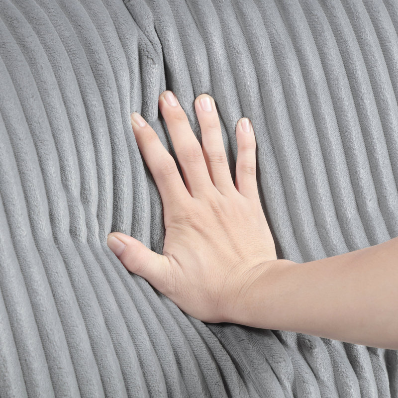 4 modulaires en velours côtelé gris, pieds en bois massif, housses de coussin modulaires en velours côtelé avec coussin amovible