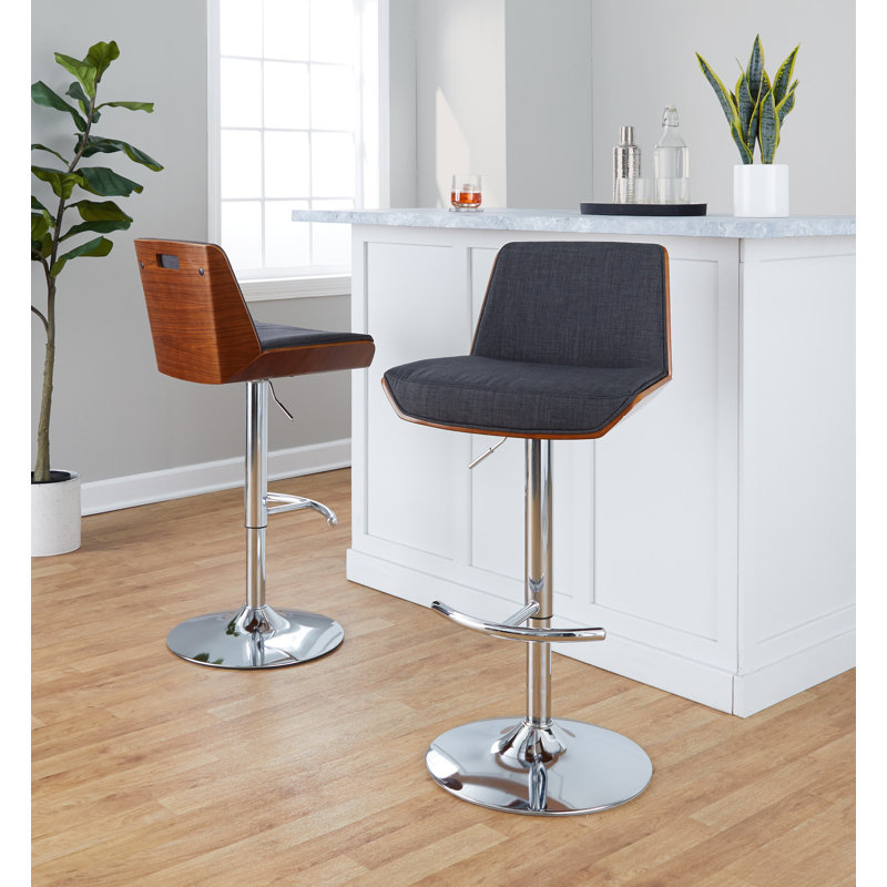 Ensemble de 2 tabourets de bar Corazza, Chrome, Gris anthracite