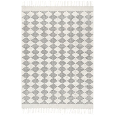 Fractal Diamond Wool Gray Area Rug