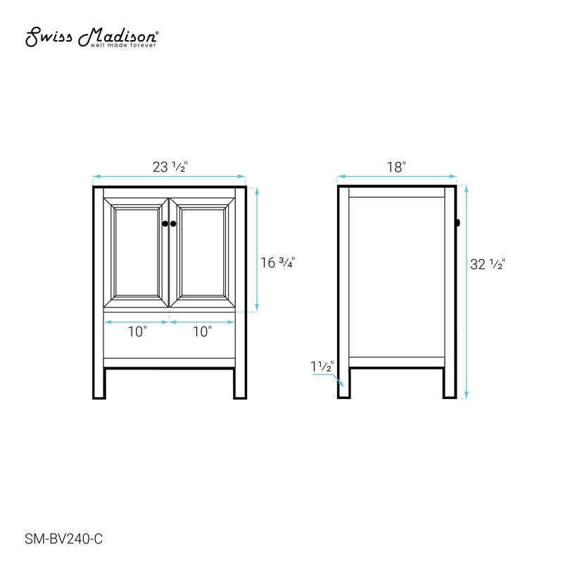 Château 24" Natural Oak Freestanding Bathroom Vanity Cabinet