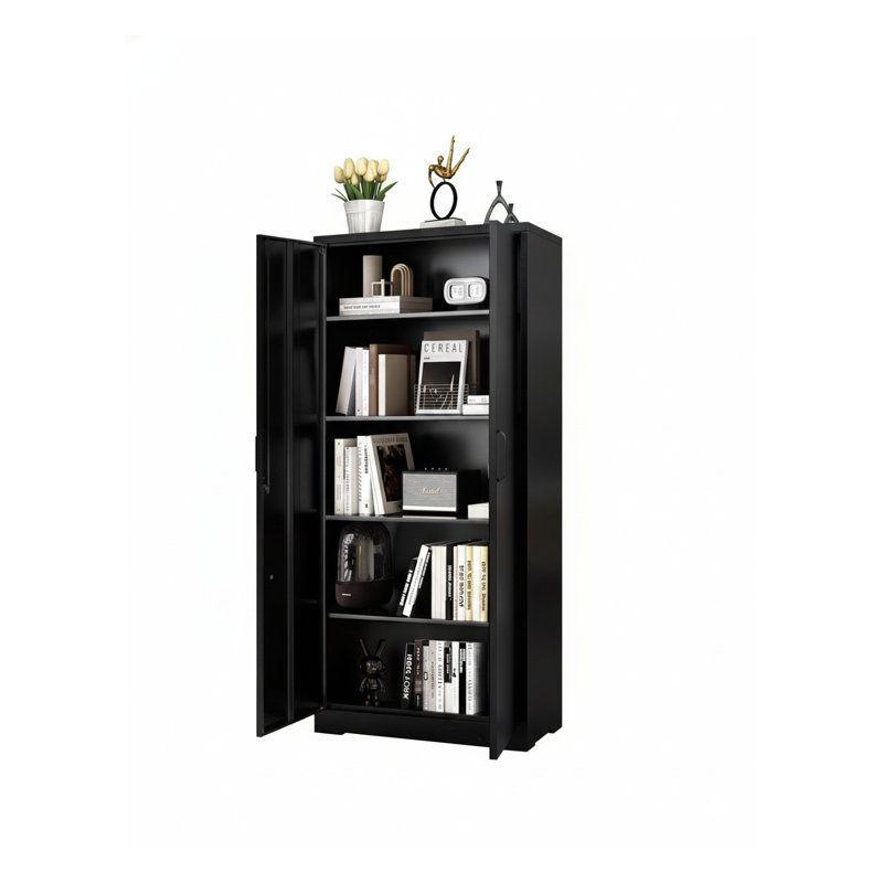 Armoire de rangement en métal robuste avec portes verrouillables - Armoire en acier 71 po avec 4 tablettes réglables pour l'organisation de garage, de bureau ou d'entrepôt, noir
