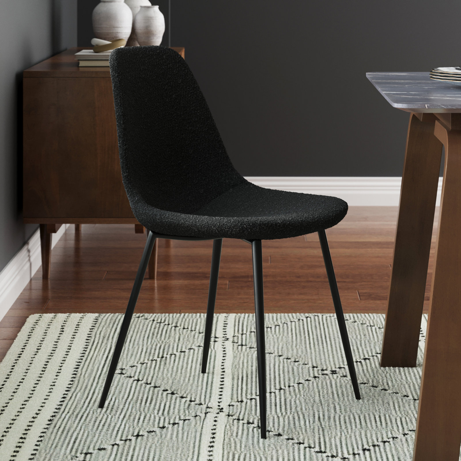 Kody Boucle Dining Chair, Black Boucle