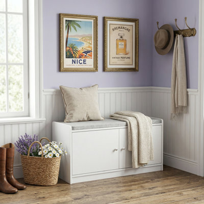 18.1'' H X 35.8'' W Upholstered Shoe Storage Bench