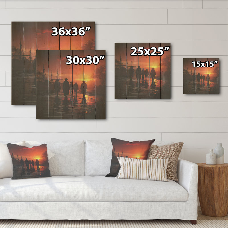 Raiders Of The Horizon I - Art sur bois de pin naturel, H 15 po x l 15 po