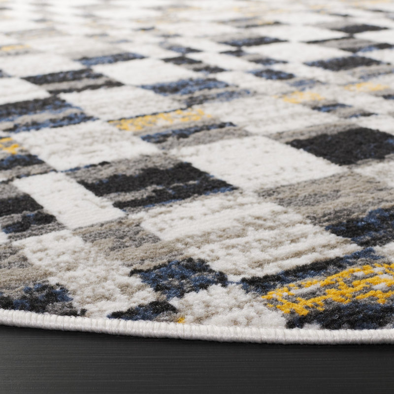 Pyramid Performance Geometric Rug, Round 6'7"