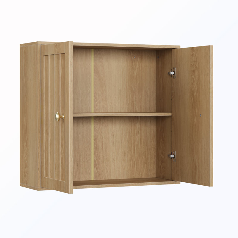 Wall-Mounted Double-Door Bathroom Cabinet With Vertical Grooved Design