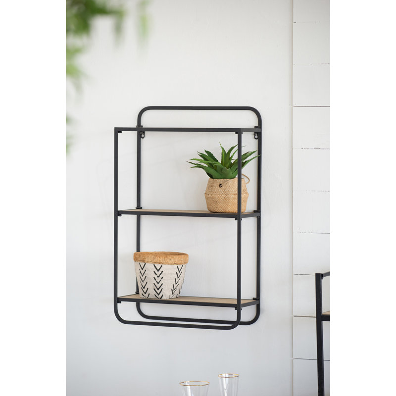 3 Piece Iron,Solid Wood Bracket Shelf