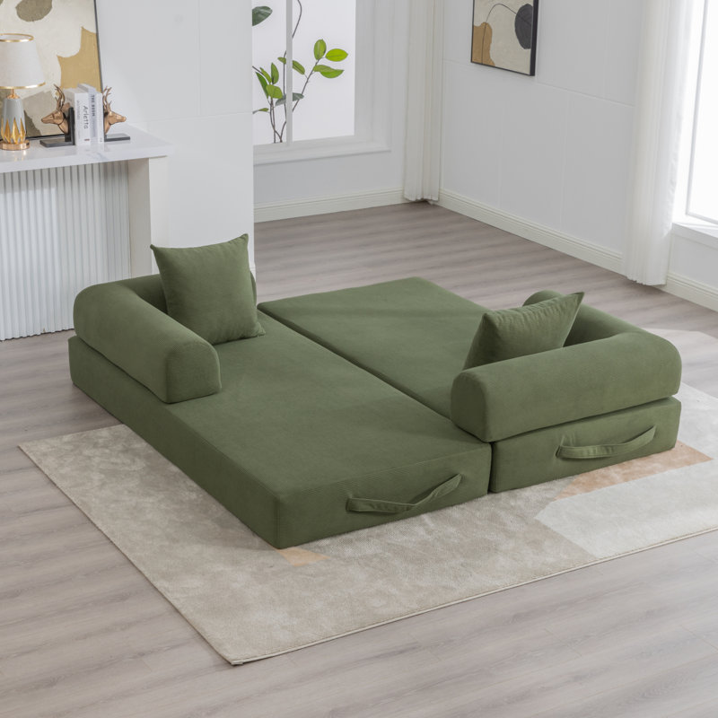 Canapé modulaire pliable et compressible avec structure en métal robuste, Vert