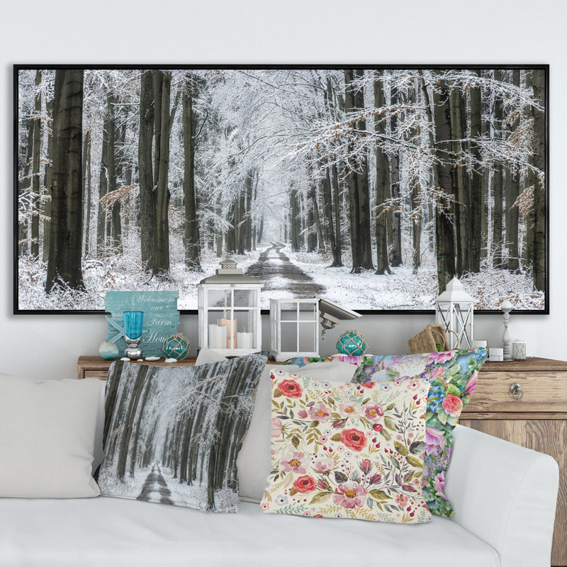 Forêt d'hiver - Photographie sur toile, Cadre noir, H 12 po x l 20 po x P 1 po