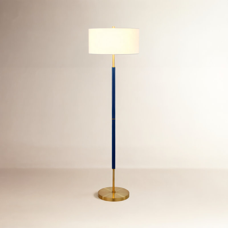 Lampe sur pied 62 po Olie, Bleu / laiton