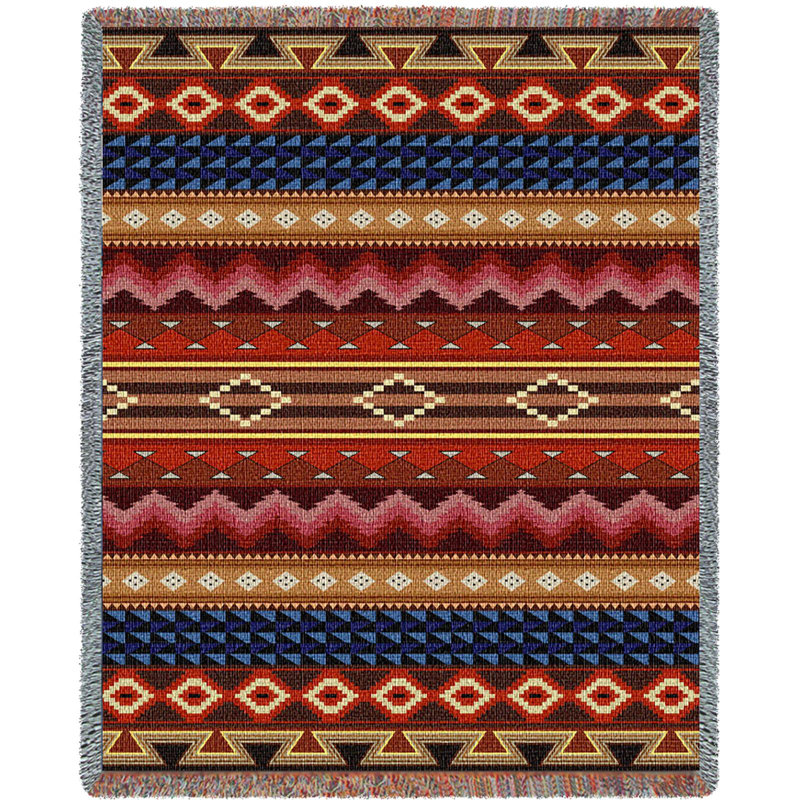 Couverture Pure Country Weavers Yuma - d'inspiration amérindienne du Sud-Ouest - jeté en coton tissé à la main - fabriqué aux États-Unis (72 x 54)