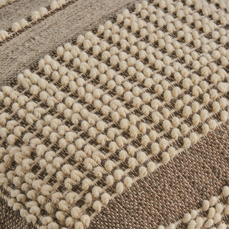 Rustic Wool And Cotton Large Pouf, Brown