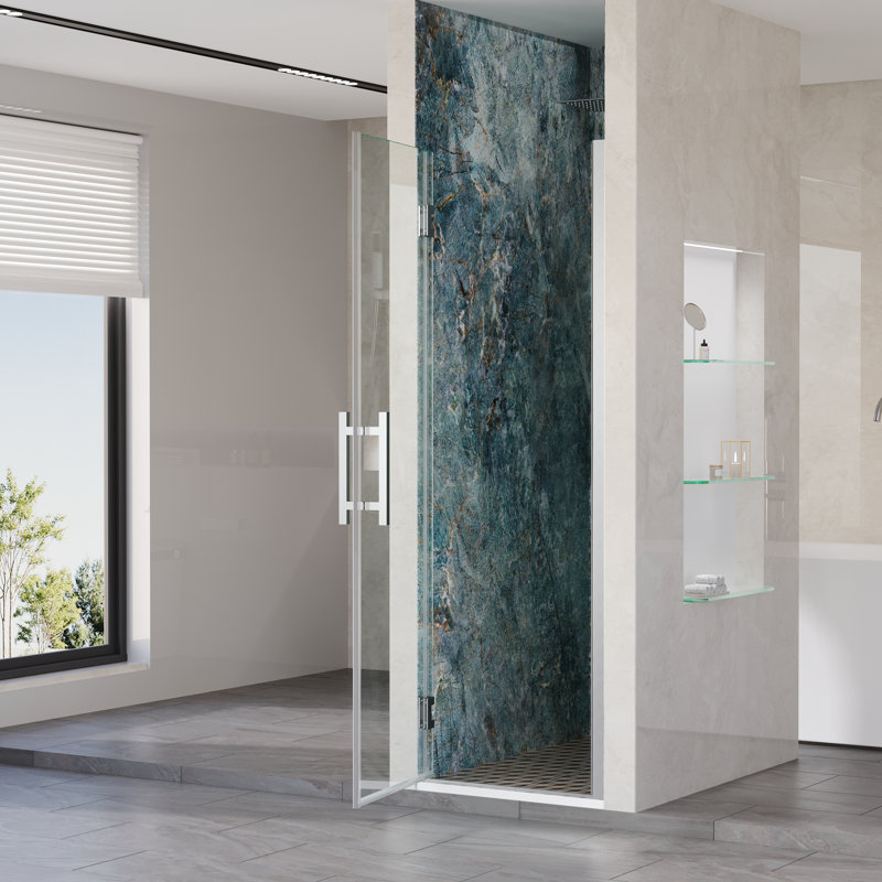 24-25 in.W x 72 in.H Hinged Frameless Shower Door with SGCC certified Tempered Glass,Chrome, Chrome