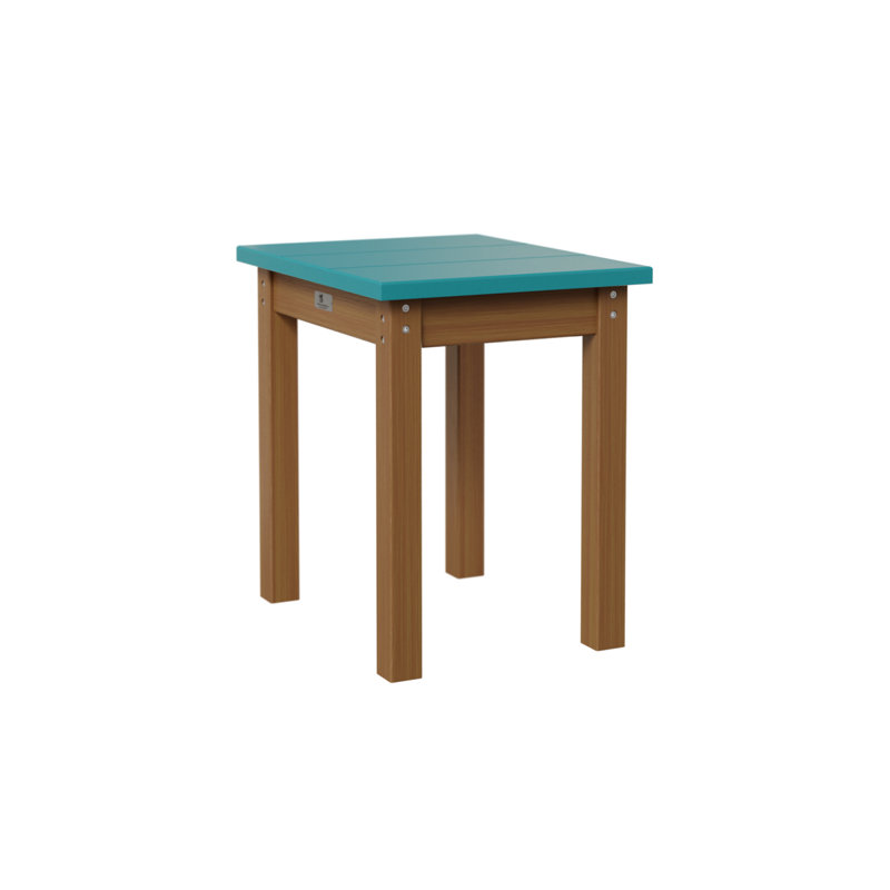 Outdoor Rectangle Side Table, Aruba Blue, Natural Teak