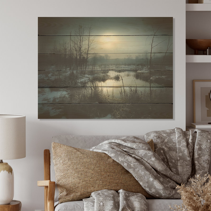 Photographie en noir et blanc Winter Tree I - arbre, art mural sur bois de pin naturel, H 30 po x l 40 po