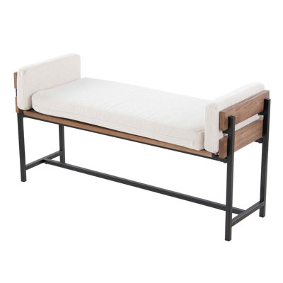 Élégant banc de ferme avec structure en métal et en bois, pour les entrées et les salons, sièges confortables pour deux
