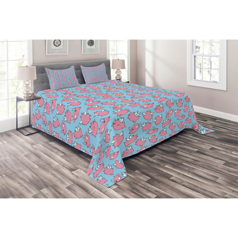Vibrant Polyester Coverlet, King Bedspread + 2 Shams