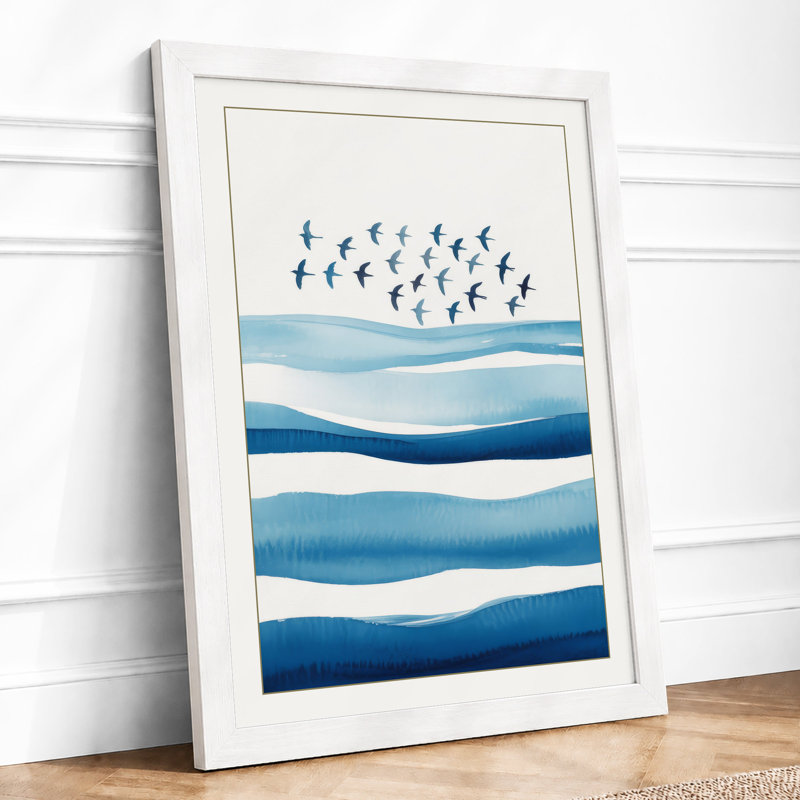 Birds Above Waves Coastal - Print, A1 - 84.1 x 59.4 cm, White