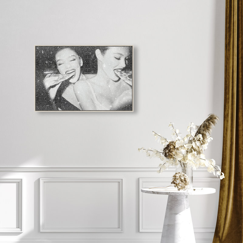 Midnight Mozzarella Canvas Food & Beverages Print by Oliver Gal, Black Frame, 15 x 10, 11"H x 16"W, Silver Floater Frame