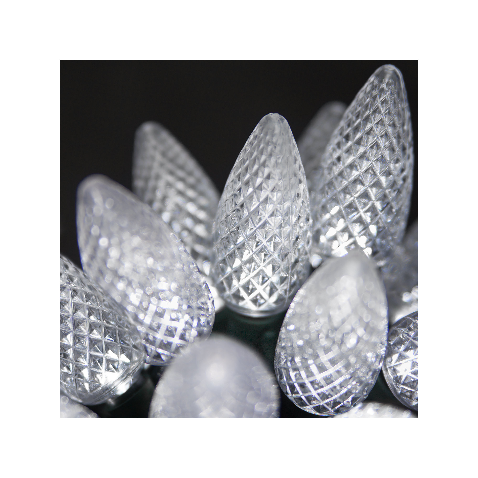 C9 LED Christmas String Light, Cool White, 17' L, 25