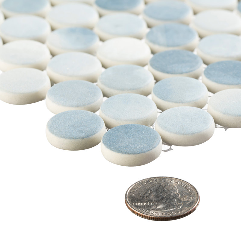 Pixie 3/4-in. Penny Round Fabric Look Matte Glass Wall & Floor Mosaic Tile, Wave